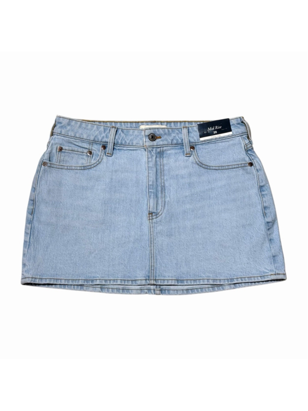 Abercrombie & Fitch Mid Rise Denim Mini Skirt Light Wash Blue Size 28 NWT